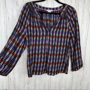 Boden Anthropologie geometric blouse US 4